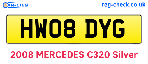 HW08DYG are the vehicle registration plates.