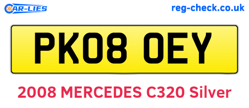 PK08OEY are the vehicle registration plates.