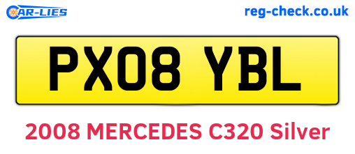 PX08YBL are the vehicle registration plates.