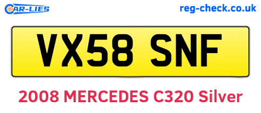 VX58SNF are the vehicle registration plates.