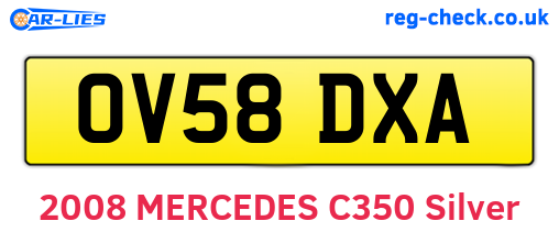 OV58DXA are the vehicle registration plates.