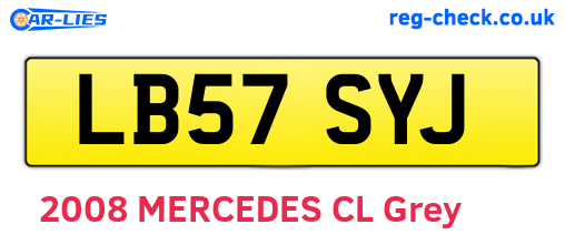 LB57SYJ are the vehicle registration plates.