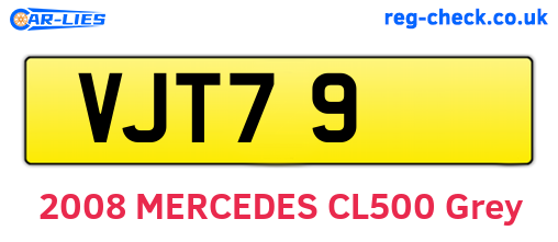 VJT79 are the vehicle registration plates.