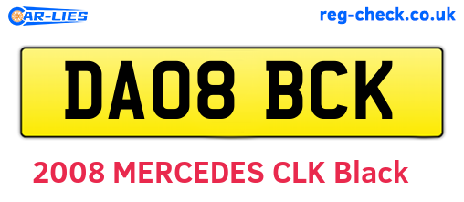 DA08BCK are the vehicle registration plates.