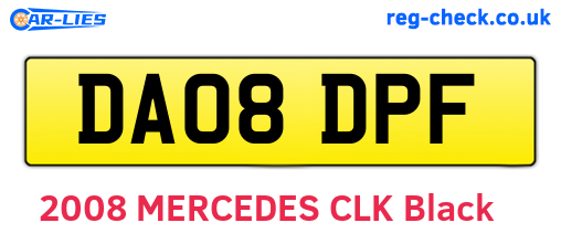 DA08DPF are the vehicle registration plates.