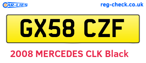GX58CZF are the vehicle registration plates.