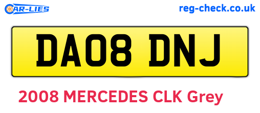 DA08DNJ are the vehicle registration plates.