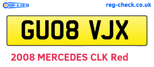 GU08VJX are the vehicle registration plates.