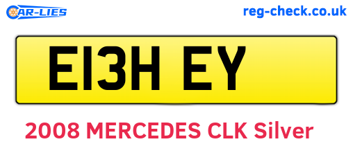 E13HEY are the vehicle registration plates.