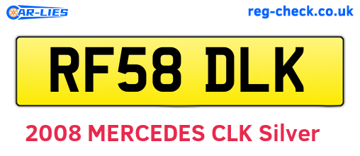 RF58DLK are the vehicle registration plates.