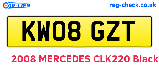 KW08GZT are the vehicle registration plates.