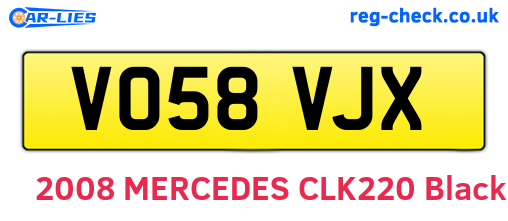 VO58VJX are the vehicle registration plates.
