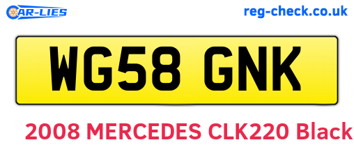 WG58GNK are the vehicle registration plates.