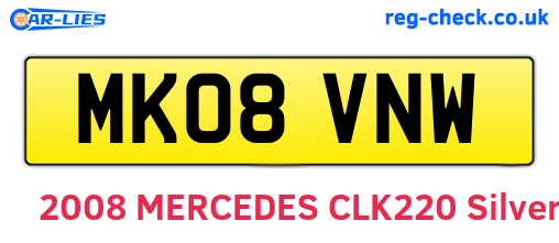 MK08VNW are the vehicle registration plates.