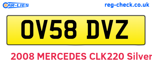 OV58DVZ are the vehicle registration plates.