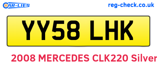 YY58LHK are the vehicle registration plates.