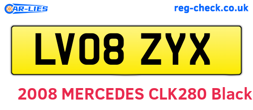 LV08ZYX are the vehicle registration plates.