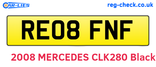 RE08FNF are the vehicle registration plates.