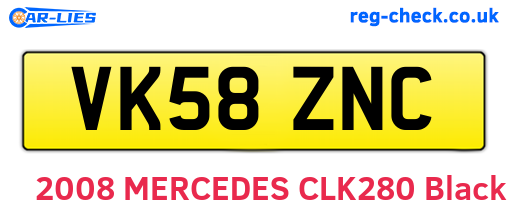 VK58ZNC are the vehicle registration plates.