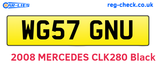 WG57GNU are the vehicle registration plates.