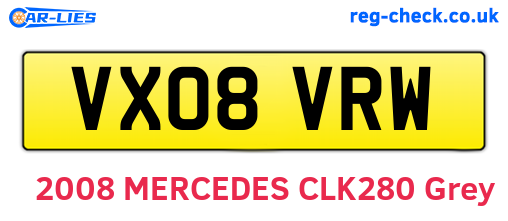 VX08VRW are the vehicle registration plates.