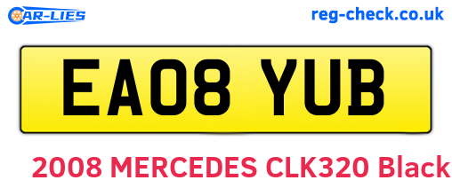 EA08YUB are the vehicle registration plates.