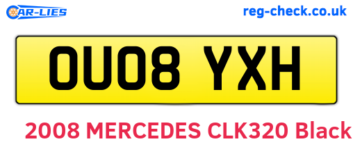 OU08YXH are the vehicle registration plates.