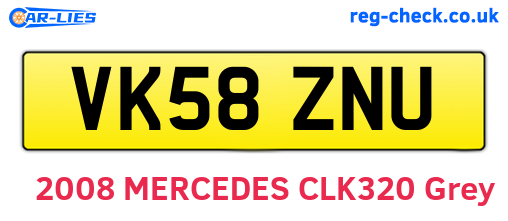 VK58ZNU are the vehicle registration plates.