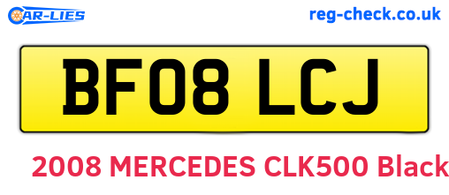 BF08LCJ are the vehicle registration plates.