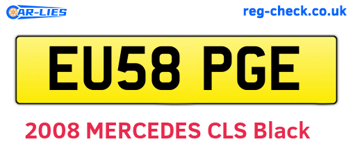 EU58PGE are the vehicle registration plates.