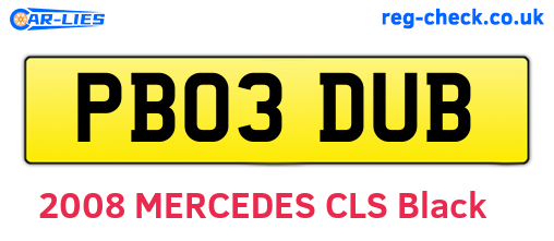 PB03DUB are the vehicle registration plates.