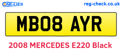 MB08AYR are the vehicle registration plates.