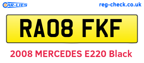 RA08FKF are the vehicle registration plates.