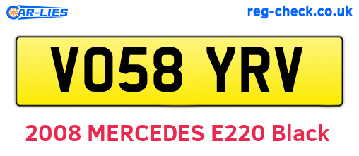 VO58YRV are the vehicle registration plates.