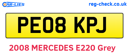 PE08KPJ are the vehicle registration plates.