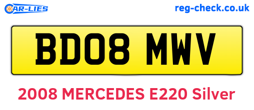 BD08MWV are the vehicle registration plates.