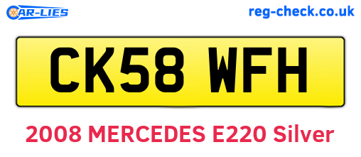 CK58WFH are the vehicle registration plates.