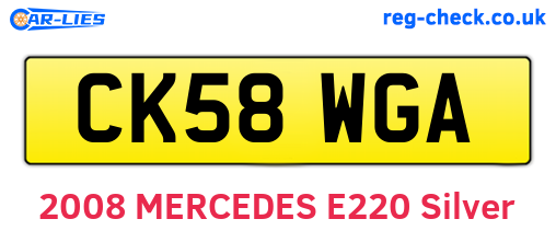 CK58WGA are the vehicle registration plates.