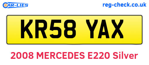 KR58YAX are the vehicle registration plates.