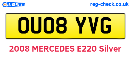 OU08YVG are the vehicle registration plates.