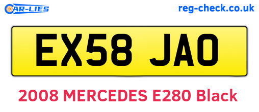 EX58JAO are the vehicle registration plates.