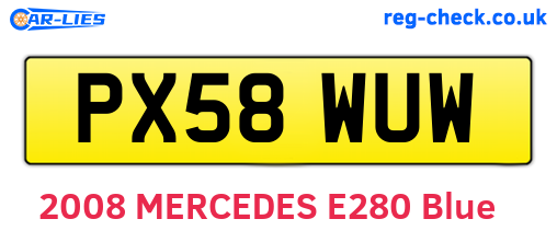 PX58WUW are the vehicle registration plates.