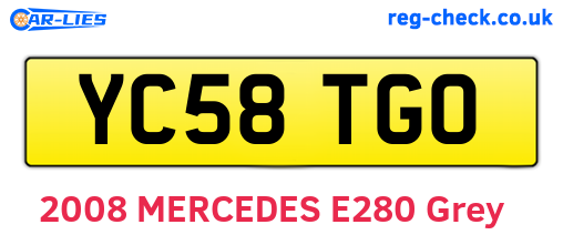 YC58TGO are the vehicle registration plates.