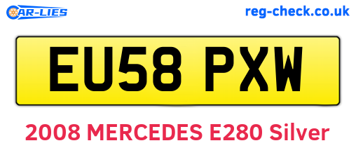 EU58PXW are the vehicle registration plates.