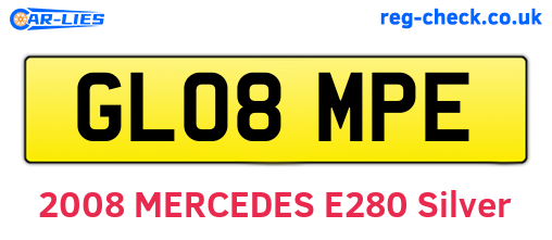 GL08MPE are the vehicle registration plates.