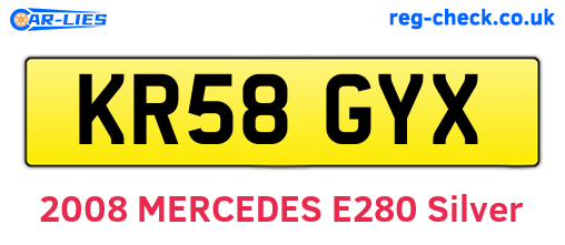 KR58GYX are the vehicle registration plates.