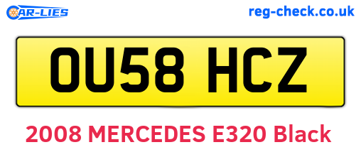 OU58HCZ are the vehicle registration plates.