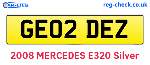 GE02DEZ are the vehicle registration plates.