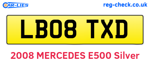 LB08TXD are the vehicle registration plates.