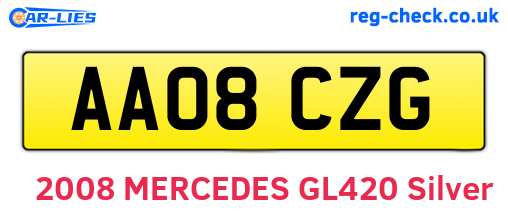 AA08CZG are the vehicle registration plates.